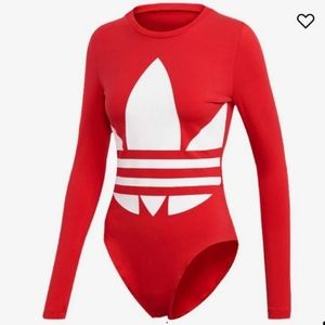 Red Adidas bodysuit